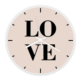 Love - skleněné nástěnné hodiny s potiskem