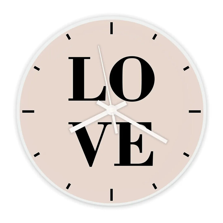 Love - skleněné nástěnné hodiny s potiskem