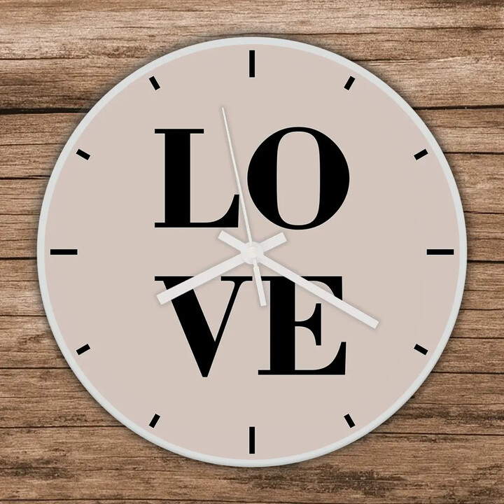 Love - skleněné nástěnné hodiny s potiskem