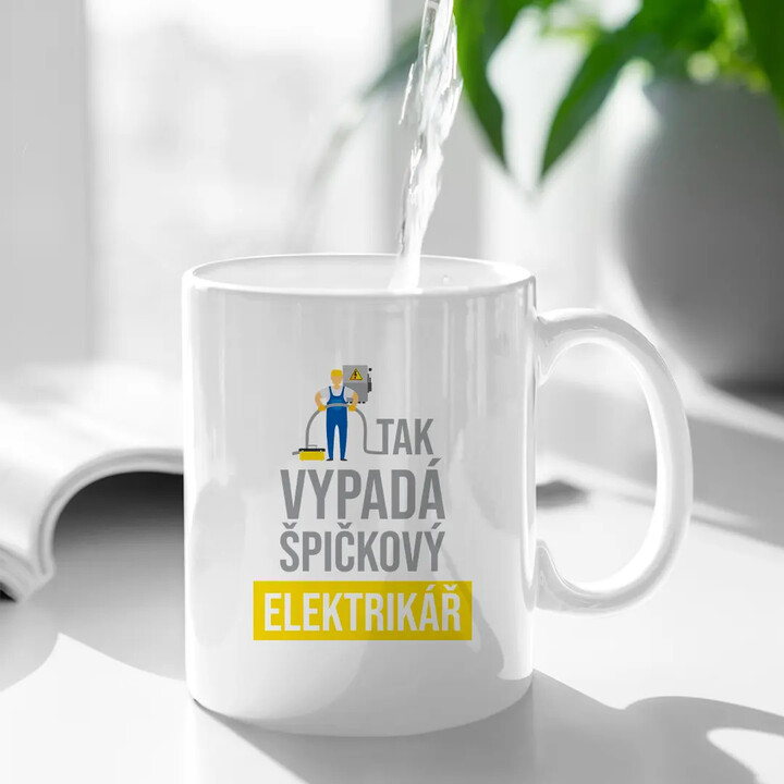 Tak vypadá špičkový elektrikář - hrnek s potiskem