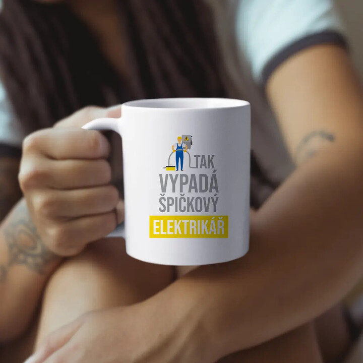 Tak vypadá špičkový elektrikář - hrnek s potiskem