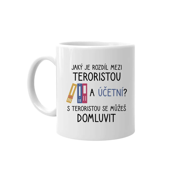 Jaký je rozdíl mezi teroristou a účetní? - hrnek s potiskem