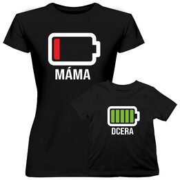 Komplet pro mámu a dcery - Baterie - trička s potiskem