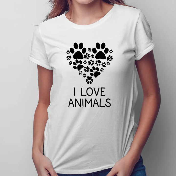 I love animals - dámské tričko s potiskem