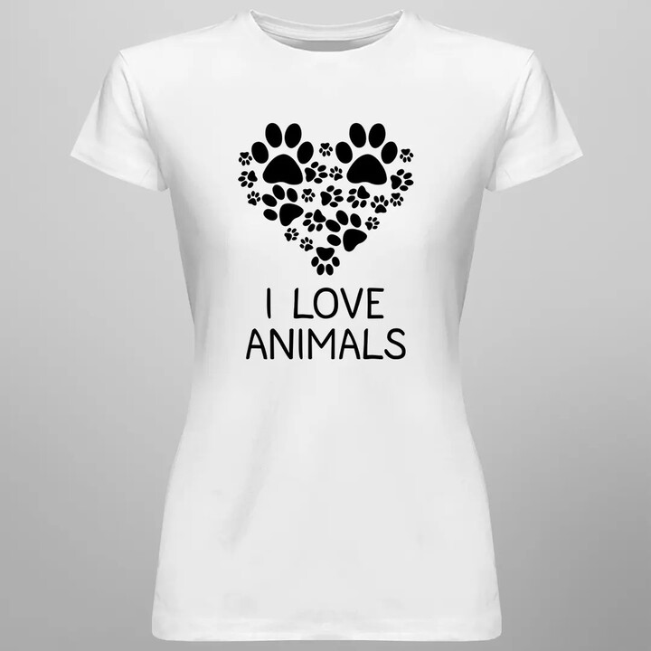 I love animals - dámské tričko s potiskem