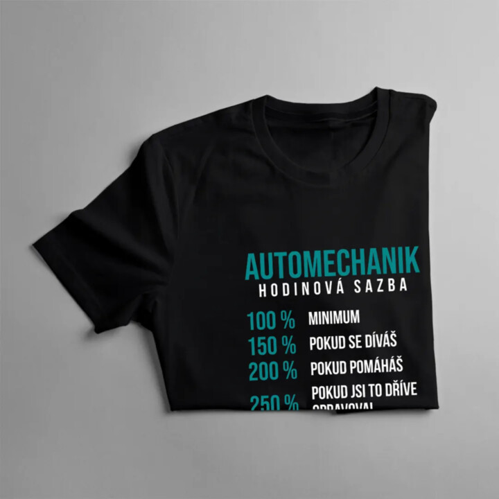 Automechanik hodinová sazba - procenta - pánské tričko s potiskem