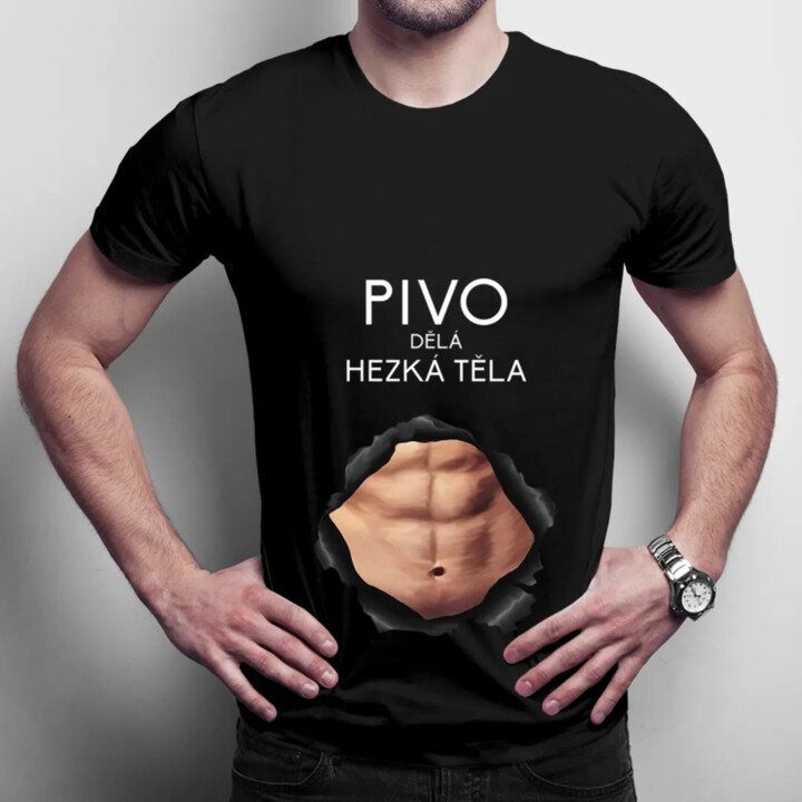 Pivo dělá hezká těla v2- pánské tričko s potiskem