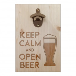 Keep calm and open beer - nástěnný otvírák na pivo s gravírováním