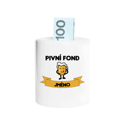 Edytuj: Pivní fond + jméno - keramická pokladnička s potiskem