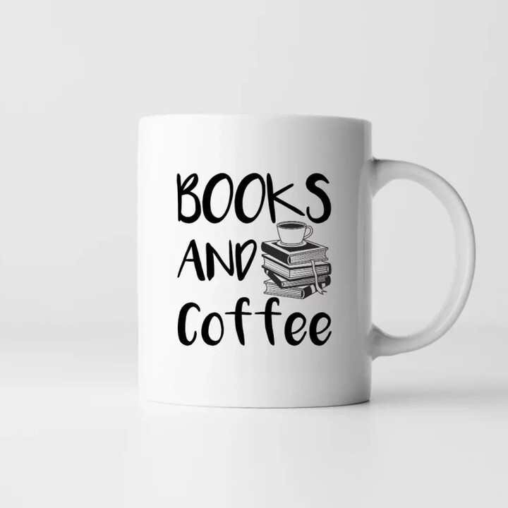 Books and coffee - hrnek s potiskem