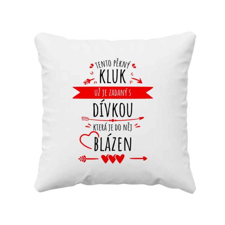 Tento pěkný kluk už je zadaný s dívkou - polštář s potiskem