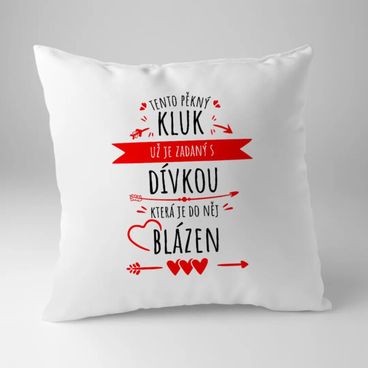 Tento pěkný kluk už je zadaný s dívkou - polštář s potiskem