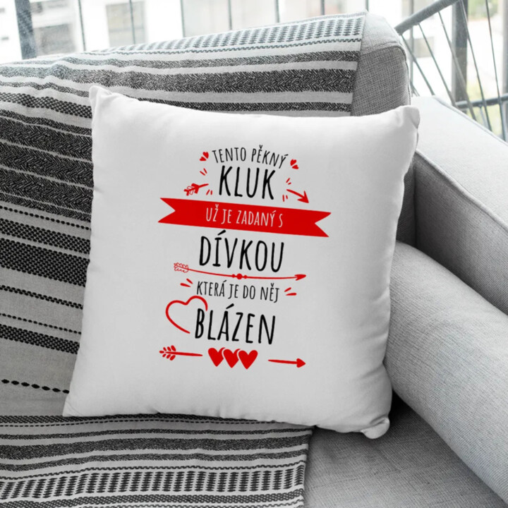 Tento pěkný kluk už je zadaný s dívkou - polštář s potiskem