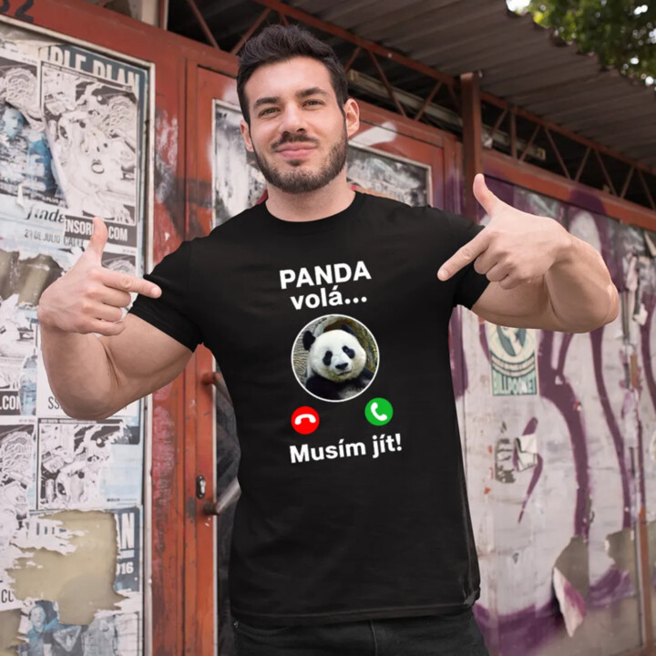 Panda volá, musím jít - pánské tričko s potiskem