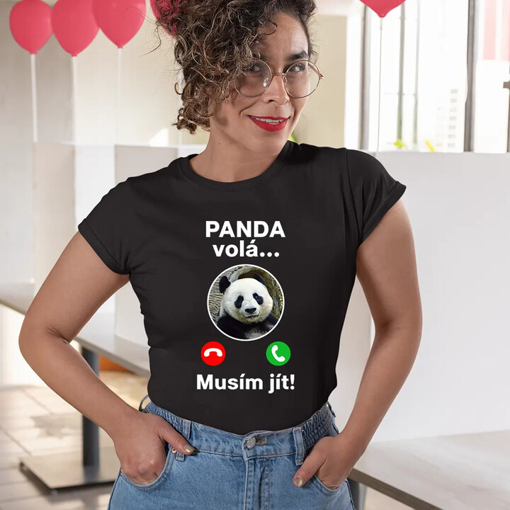 Panda volá, musím jít - dámské tričko s potiskem