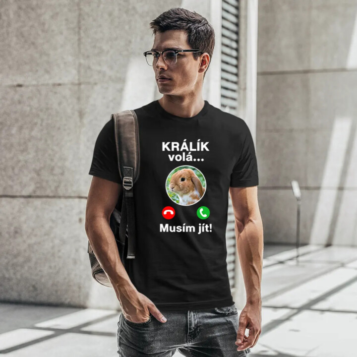 Králík volá, musím jít - pánské tričko s potiskem