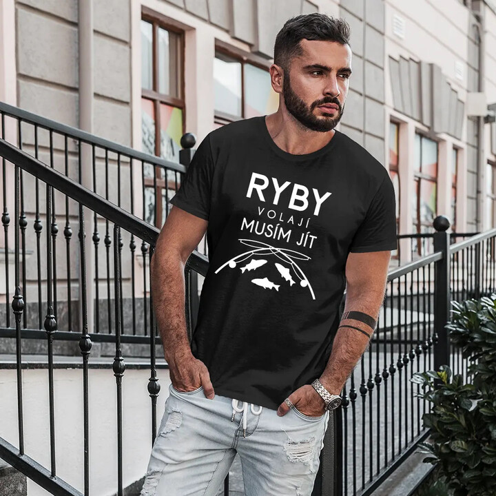 Ryby volají, musím jít verze 2 - pánské tričko s potiskem