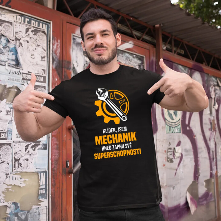 Klídek, jsem mechanik - hned zapnu své superschopnosti - pánské tričko s potiskem