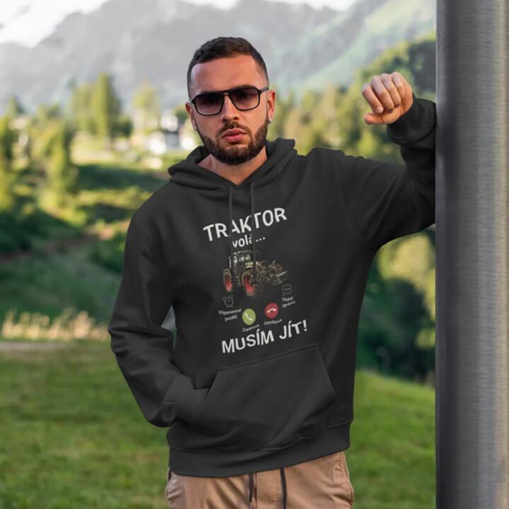 Traktor volá - musím jít - pánská mikina s potiskem