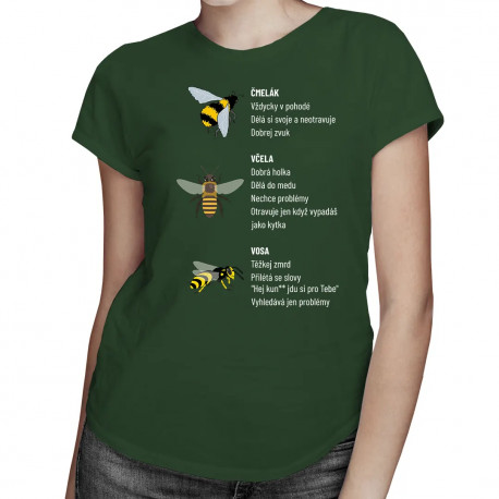 Čmelák, včela, vosa - dámské tričko s potiskem