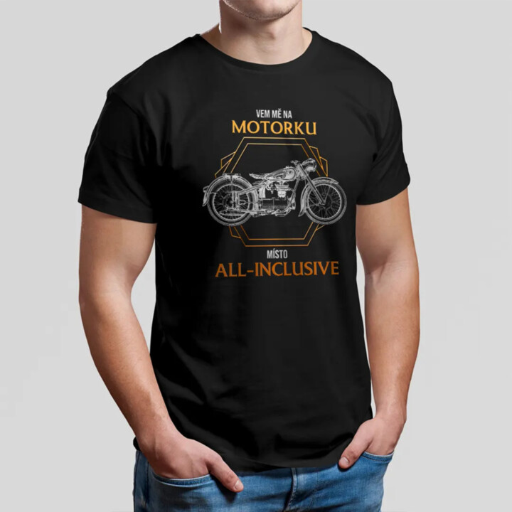 Vem mě na motorku místo all-inclusive - pánské tričko s potiskem