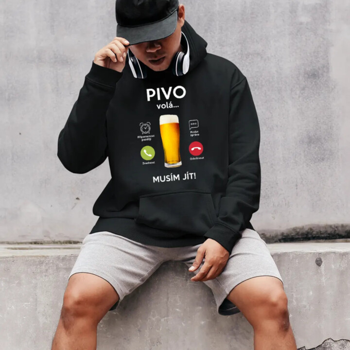 Pivo volá, musím jít - pánská mikina s potiskem