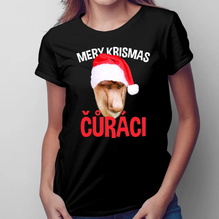 Mery krismas čůráci - dámské tričko s potiskem