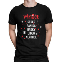 Vánoce - stres, panika, hádky, jídlo, alkohol - pánské tričko s potiskem
