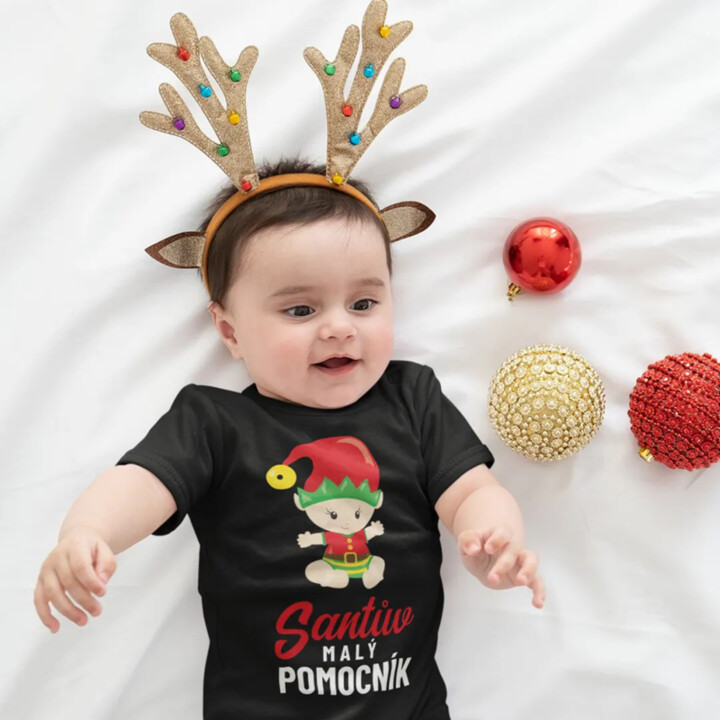 Santův malý pomocník (dívka) - dětské body s potiskem