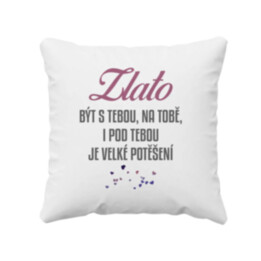 Zlato, být s tebou, na tobě, i pod tebou je velké potěšení V2- polštář s potiskem