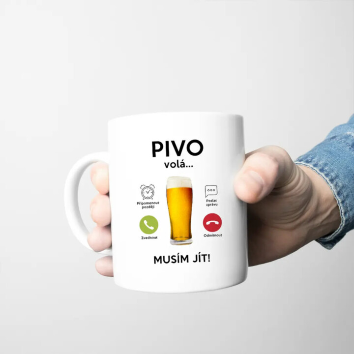 Pivo volá, musím jít - hrnek s potiskem