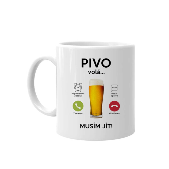 Pivo volá, musím jít - hrnek s potiskem