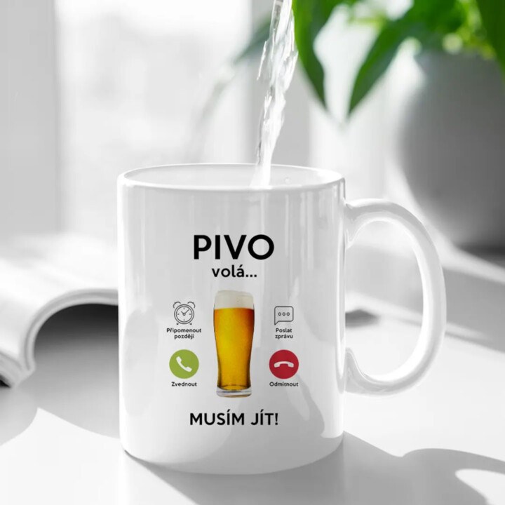 Pivo volá, musím jít - hrnek s potiskem