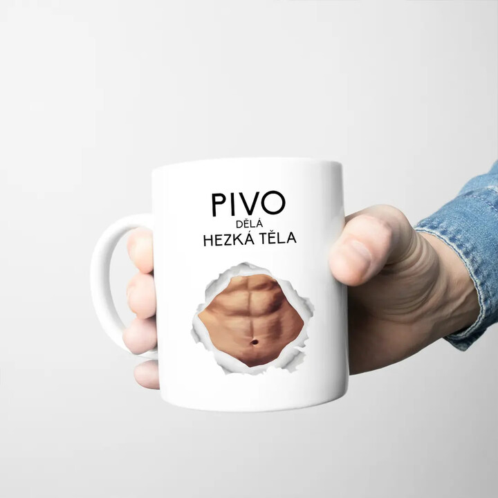 Pivo dělá hezká těla - hrnek s potiskem
