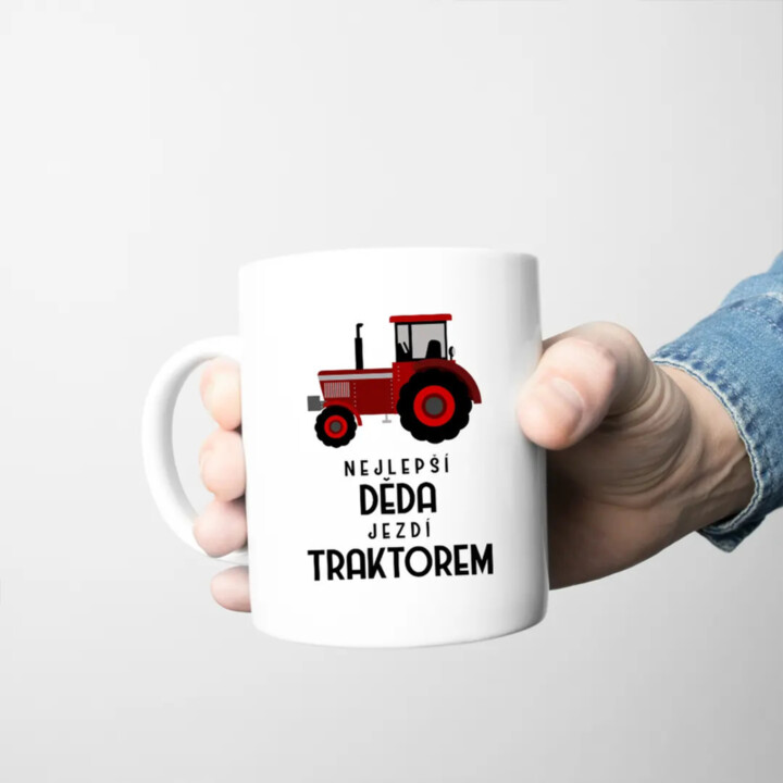 Nejlepší děda jezdí traktorem - hrnek s potiskem