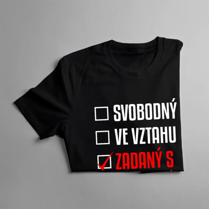 Svobodný / Ve vztahu / Zadaný s atraktivní učitelkou - pánské tričko s potiskem