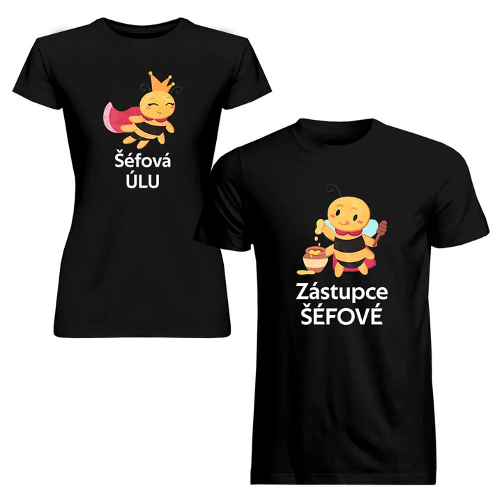 Set pro pár - Šéfová úlu / Zástupce šéfové - trička s potiskem