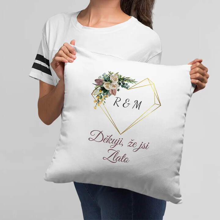 Děkuji, že jsi zlato - polštář s potiskem - personalizovaný produkt