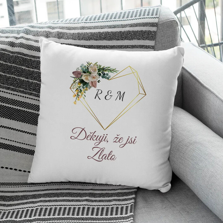Děkuji, že jsi zlato - polštář s potiskem - personalizovaný produkt