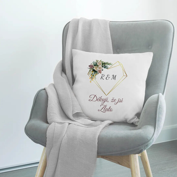 Děkuji, že jsi zlato - polštář s potiskem - personalizovaný produkt