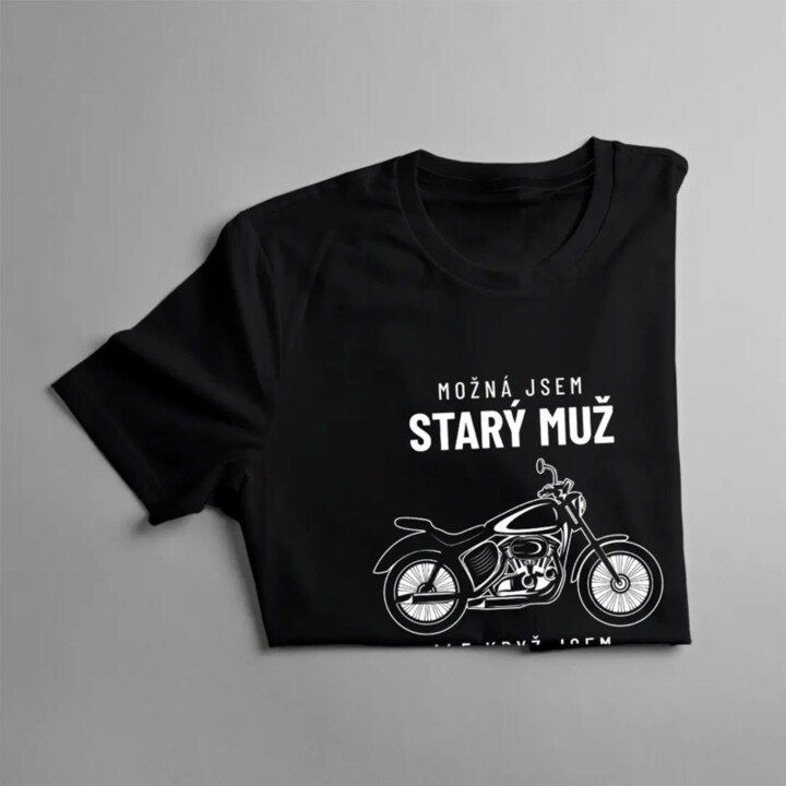 Možná jsem starý muž - na motorce - pánské tričko s potiskem