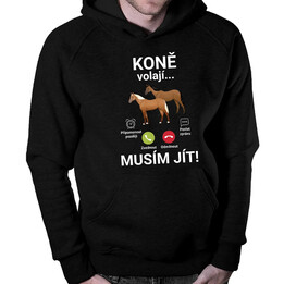 Koně volají - musím jít - pánská mikina s potiskem