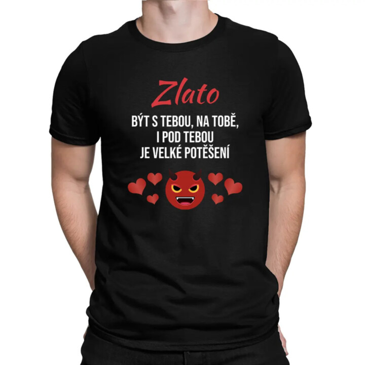 Zlato, být s tebou, na tobě, i pod tebou je velké potěšení - pánské tričko s potiskem