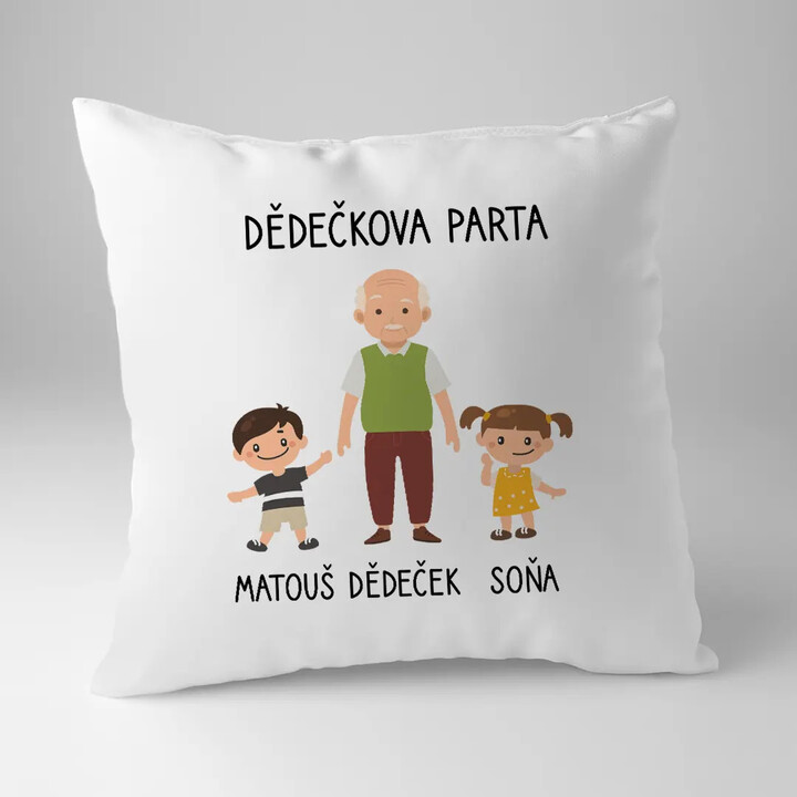 Dědečkova parta - polštář s potiskem