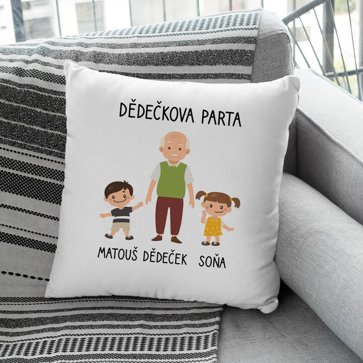 Dědečkova parta - polštář s potiskem