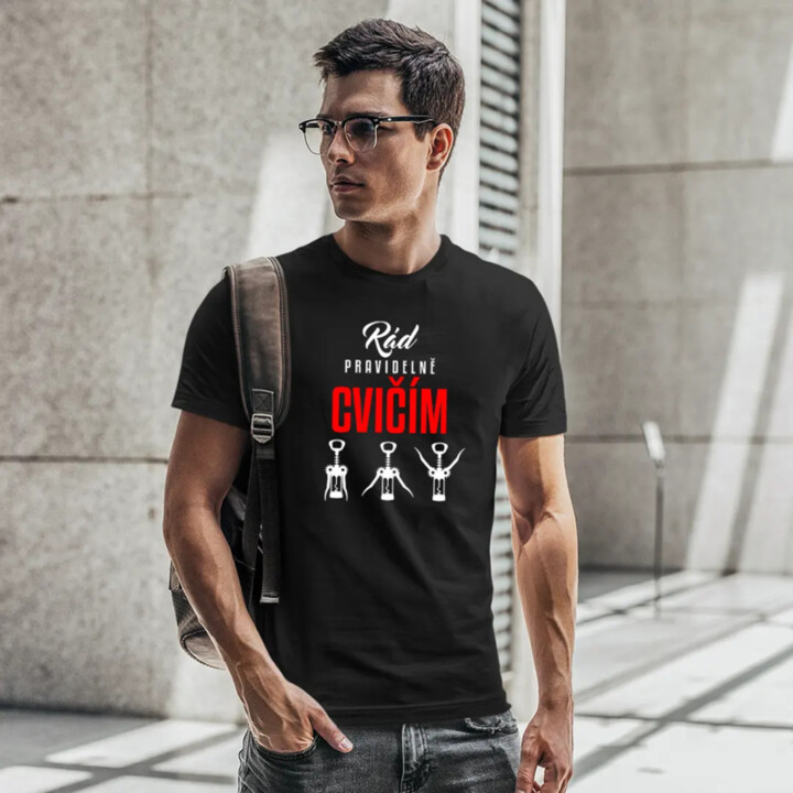 Rád pravidelně cvičím - pánské tričko s potiskem