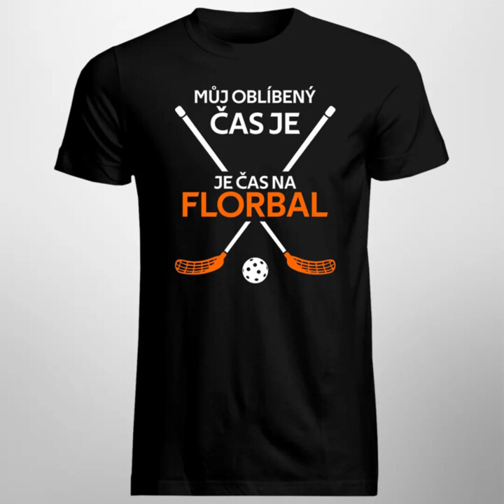 Můj oblíbený čas je: Čas na florbal - pánské tričko s potiskem