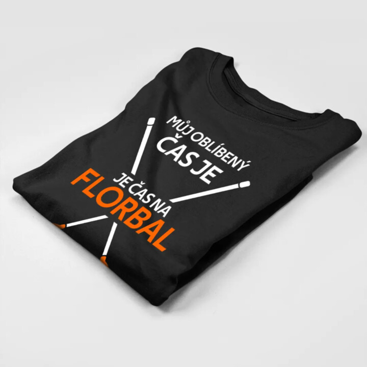 Můj oblíbený čas je: Čas na florbal - pánské tričko s potiskem