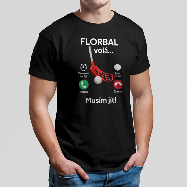 Florbal volá, musím jít - pánské tričko s potiskem