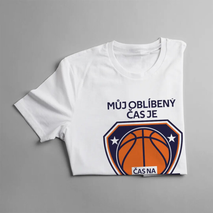 Můj oblíbený čas je: Čas na basketbal - pánské tričko s potiskem